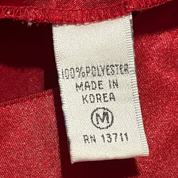 Erika Taylor Womens VTG Satin Slip Dress Size M Red Vamp Scalloped Gothic Noir - Picture 7 of 11